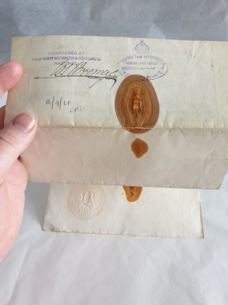 A 1920s document probate with red Embossed mark