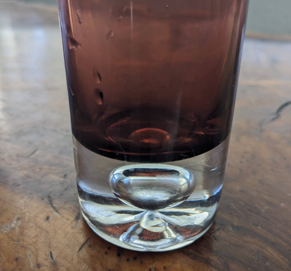 Enesco Amethyst Hand Blown Vase Bubble Bottom 8"