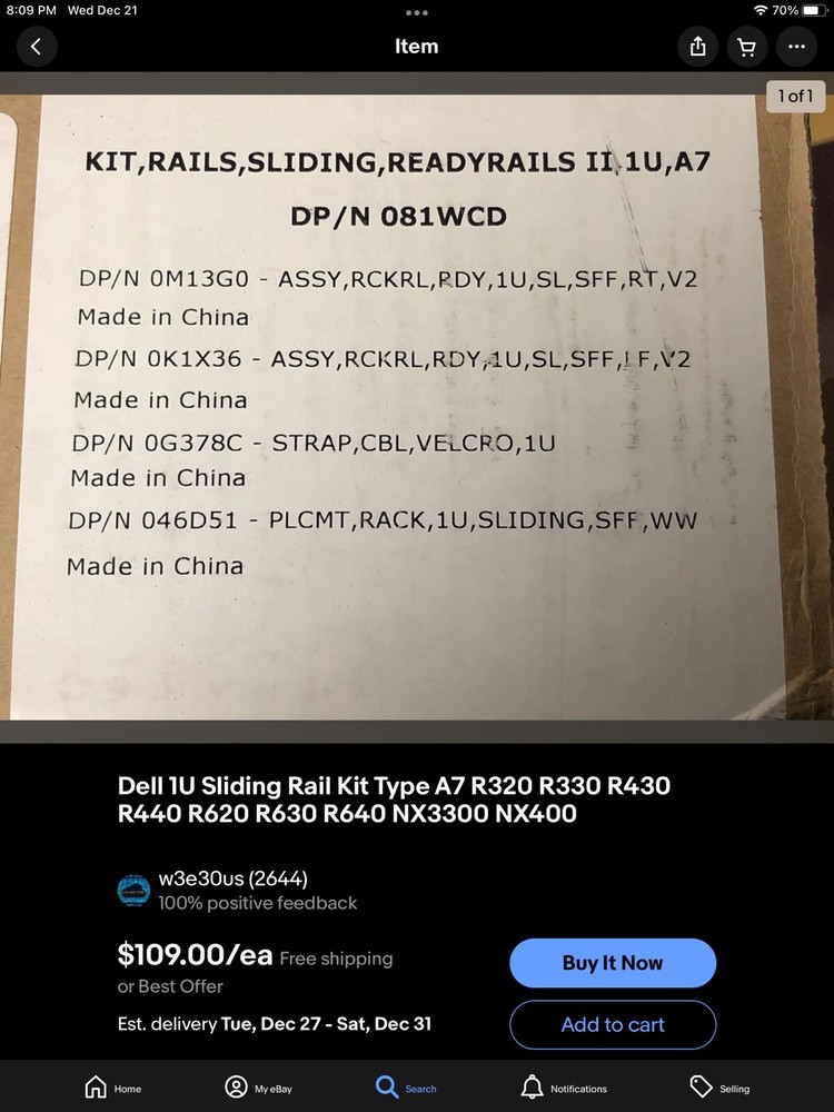 Dell 46D51 Sliding Rail kit
