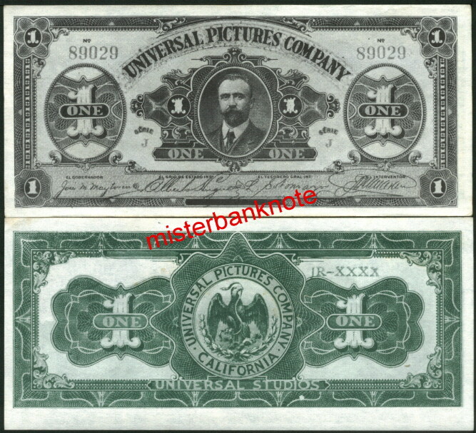 UNIVERSAL PICTURES VINTAGE "1" BILL!