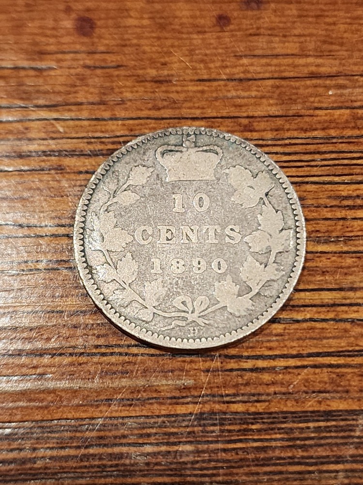 1890H Canada 10 Cents Silver Coin