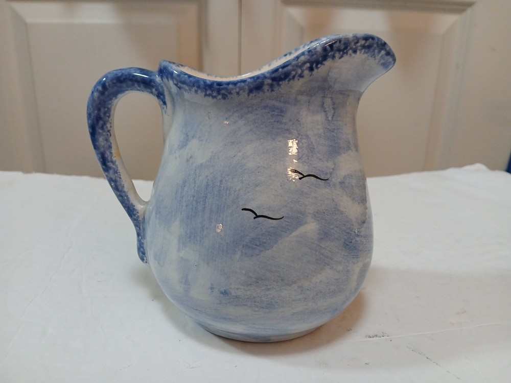 The Nola Watkins Collection Small Pitcher With Lighthouse Handpainted EUC