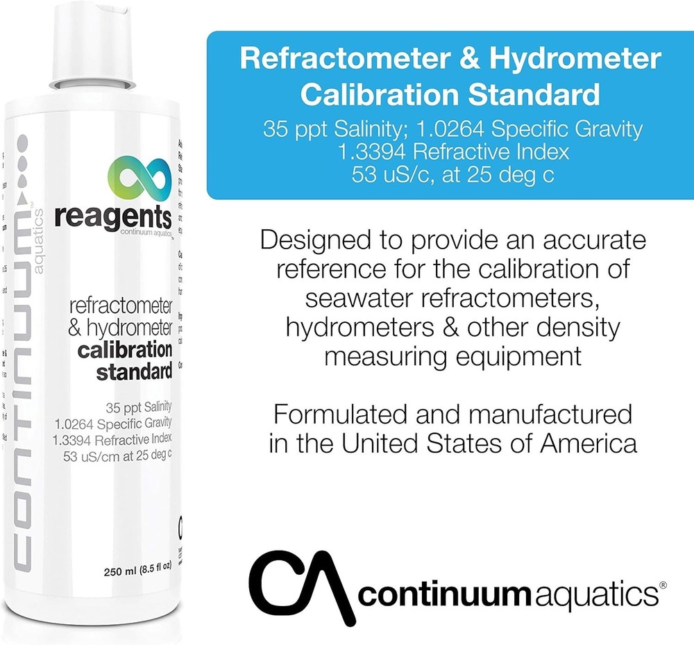 Continuum Reagents Refractometer and Hydrometer Calibration Standard – Seawat...