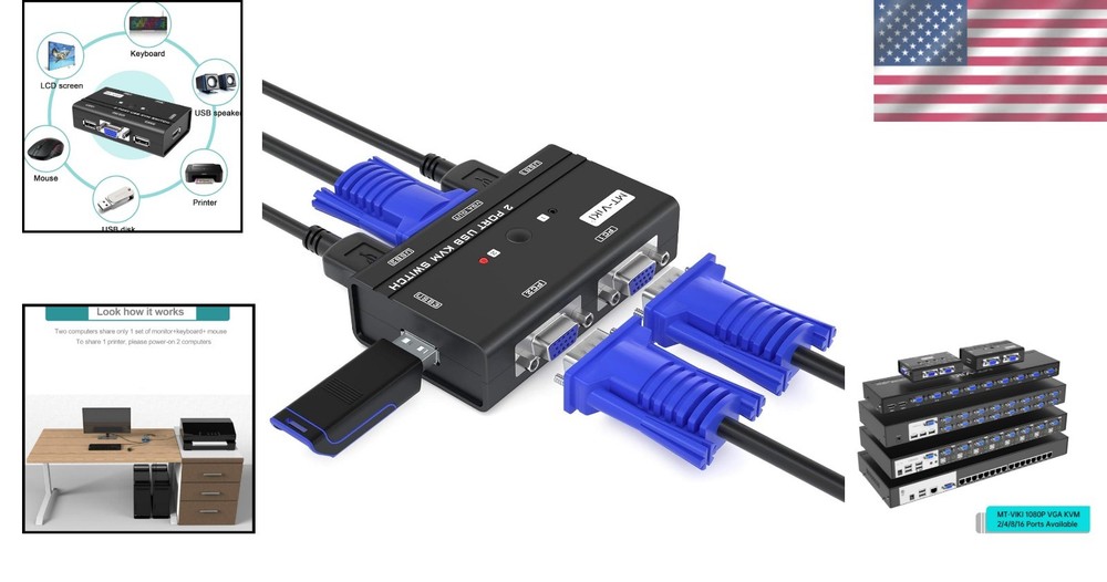 User-Friendly 2-Port USB VGA KVM Switch for Seamless Computer Sharing Experience