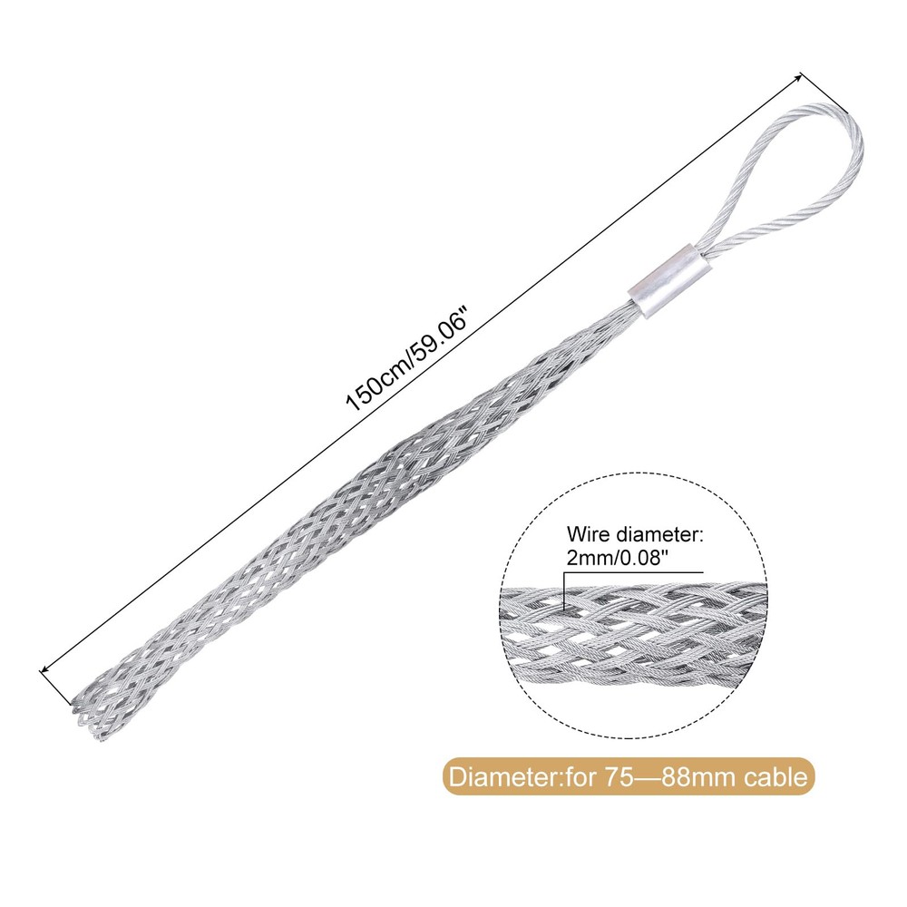 Cable Pulling Grip for 75-88mm Cable 150cm Wire Mesh Puller Socks Grip Single...