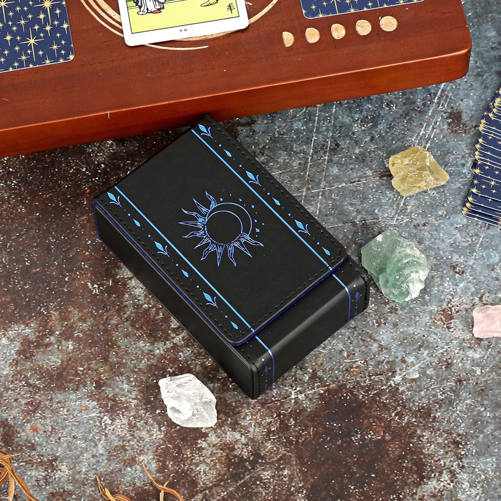 PU Leather Tarot Card Protective Case, Sun Moon Pattern Design Tarot Deck Sto...