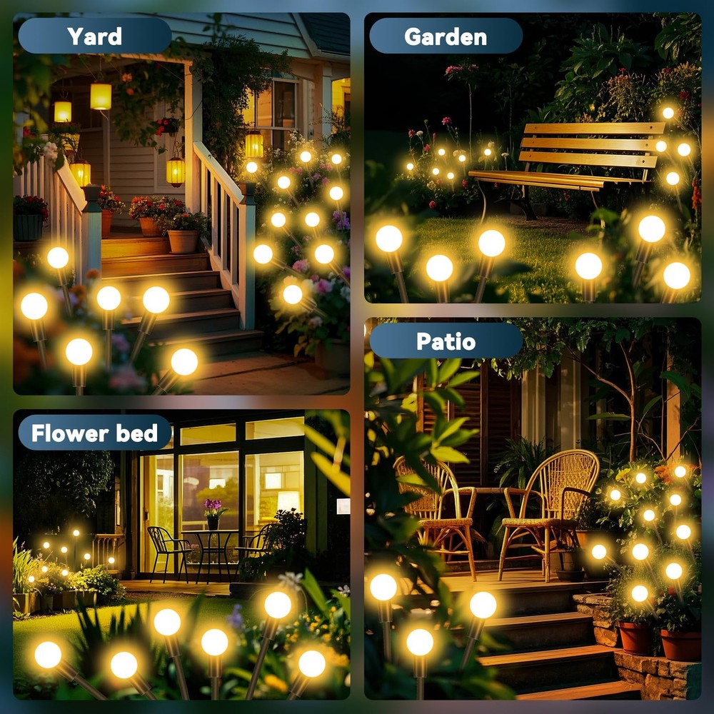 Solar Garden Lights 8 LED, 2 Pack