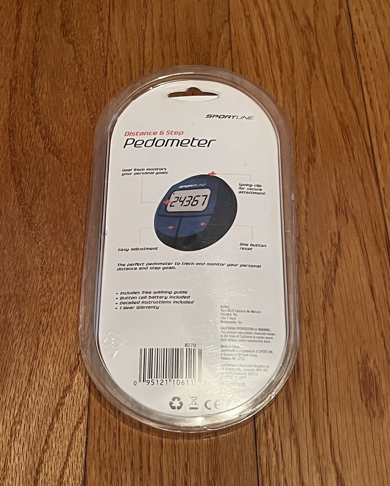 Sportline Pedometer Dual Function Distance & Step, Measuring Walking, Blue - NEW