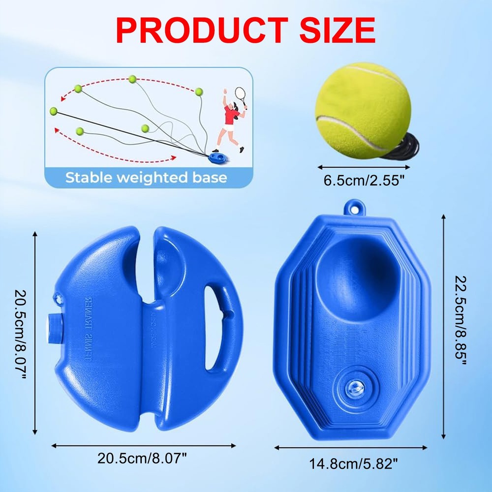 Tennis Training Baseboard Rebounder Weighted Base Portable Solo Practice Kit
