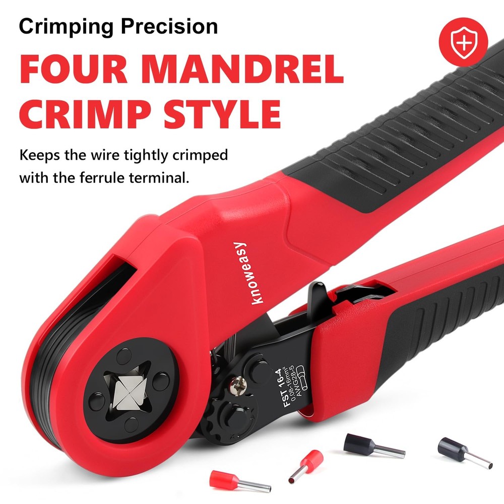 Knoweasy 16-6 Ferrule Crimping Tool 28-5 AWG Tool, Red