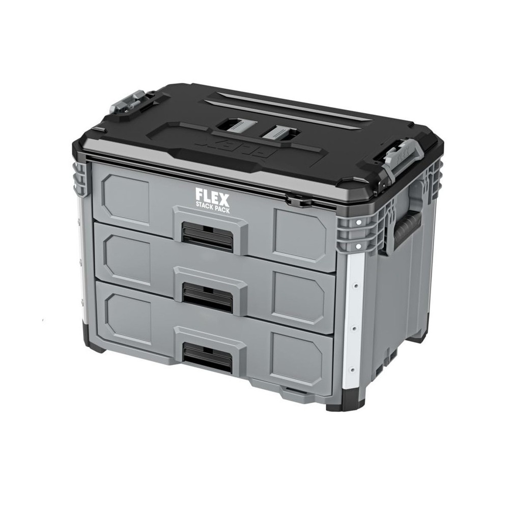 FLEX STACK PACK Storage System 3-Drawer Tool Box - FS1105, Grey/Black