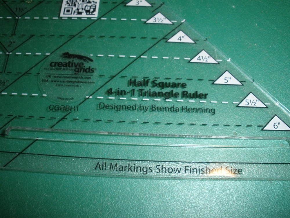 Creative Grids Half-Square 4-in-1 Triangle Quilt Ruler # CGRBH1