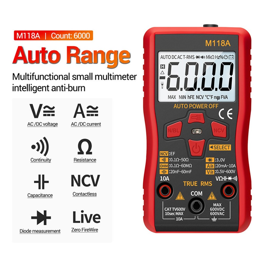 ANENG M118A Multifunktions Digital Multimeter 6000 Count Display Spannungstester
