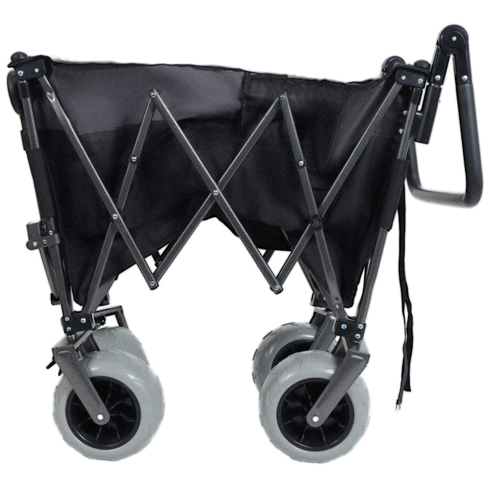 Push-Pull Folding Wagon Cart with Rotating Handle & Large Beach Tires
