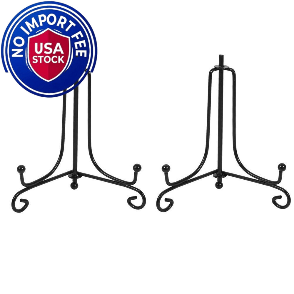 (2 pack) Iron Display Stand, Black Easel Plate 4 inch(2 pack),