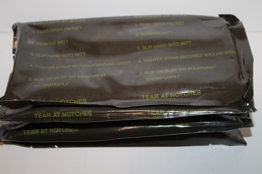 USGI 4 Pack M295 Decontamination Mitts Packets Factory Sealed