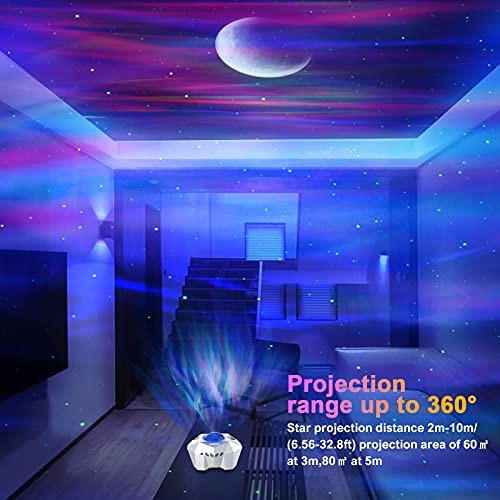 Star Projector with Bluetooth Speaker and Remote, Aurora Projector White