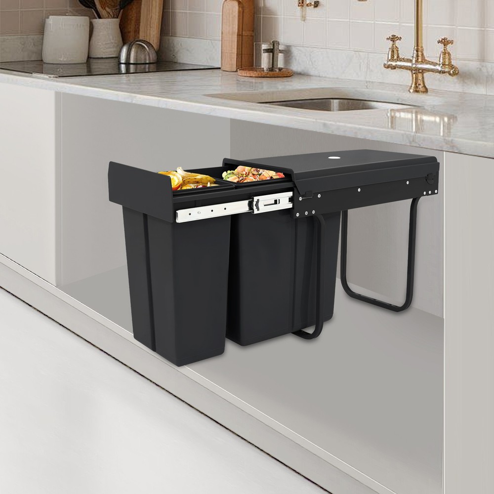 Pull Out Under Cabinet Trash Can Under Cabinet Trash Can 10L+20L Kitchen Cabinet