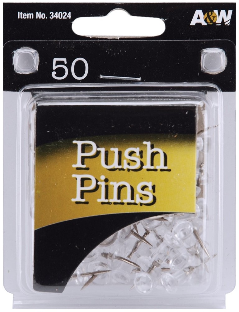Push Pins: Clear, 50/Pkg.