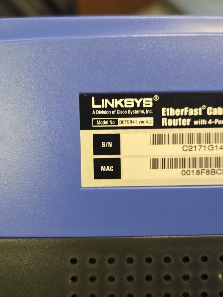Linksys Router Model BEFSR41