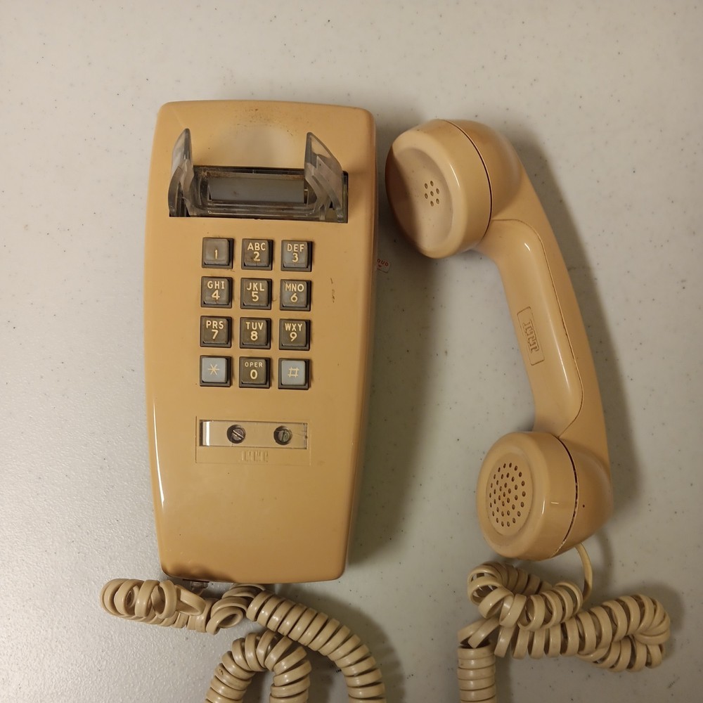 Vintage ITT Beige Wall Phone Push Button Touch Tone