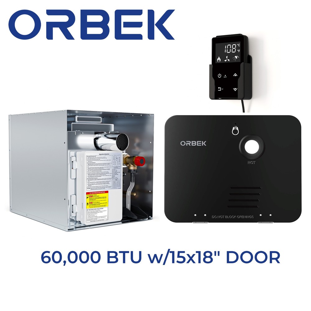 ORBEK 60,000 BTU Propane RV Tankless Water Heater Up to 3.5 GPM w/15x18" DOOR