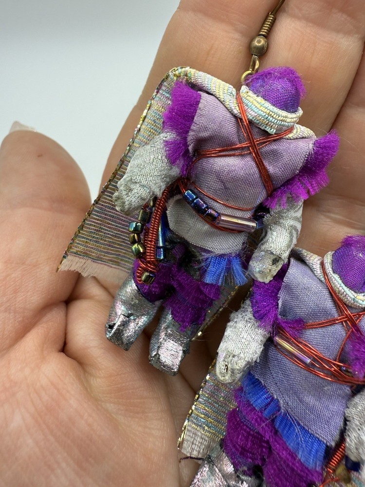 Vintage Unsigned Robot Warrior Handmade Earrings