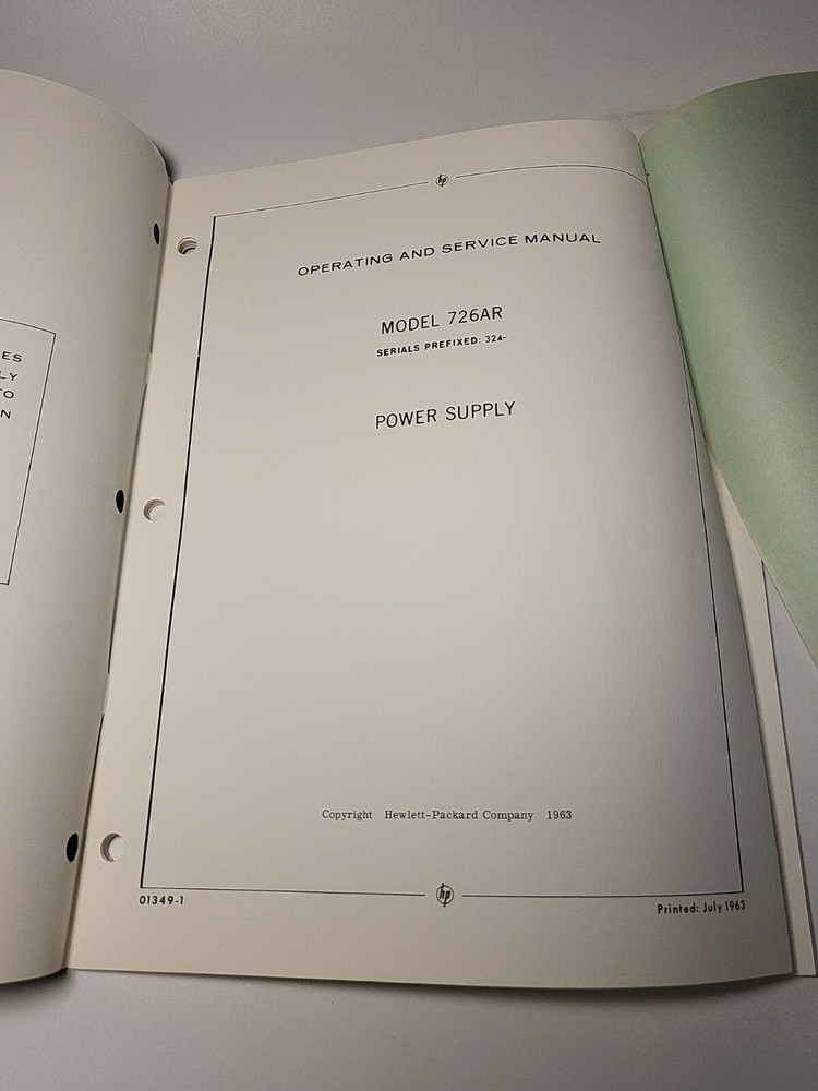 HP 726AR ~ Power Supply Operating & Service Manual