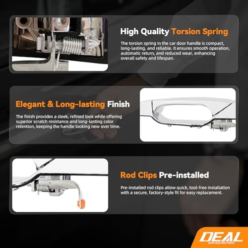 Front Passenger Right Side Exterior Door Handle, Compatible with Front Right