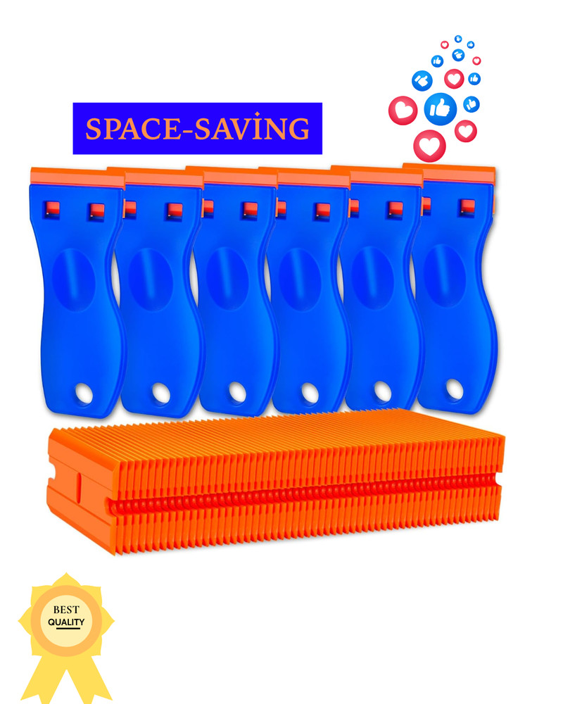 Plastic Razor Blade Scraper Tool, 6 Pcs Razor Scraper with 60 Pcs Plastic Blades