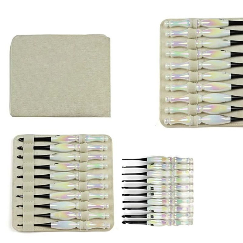 10Pcs Acrylic Handle Crochet Hook Ergonomic Knitting Crochet Hook for Beginner