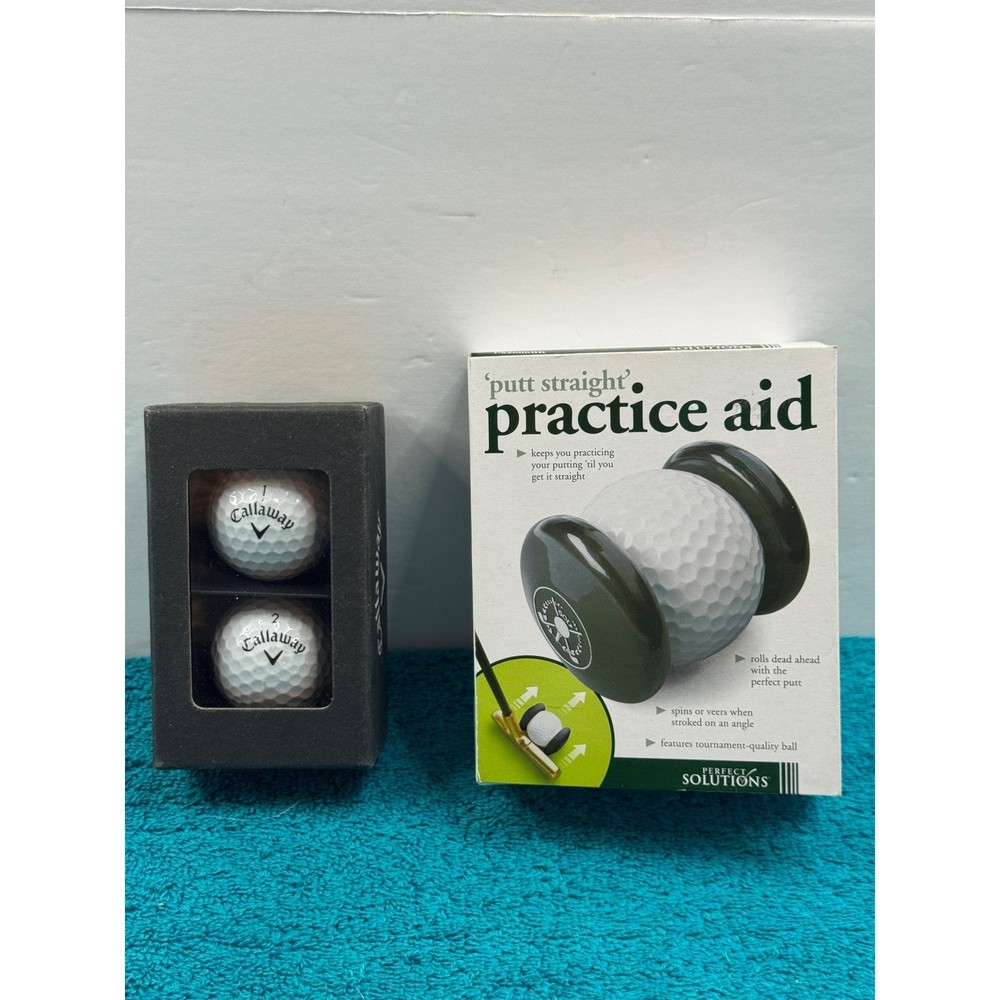 Perfect Solutions Putt Straight Practice Aid & Callaway Golf Balls 2-Pack Set