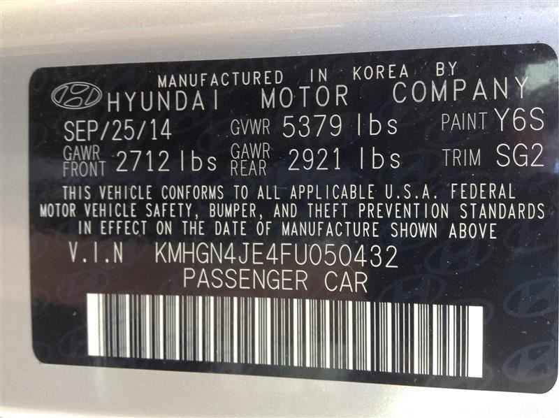 GENESIS 2015 Fuse Box Cabin 6796