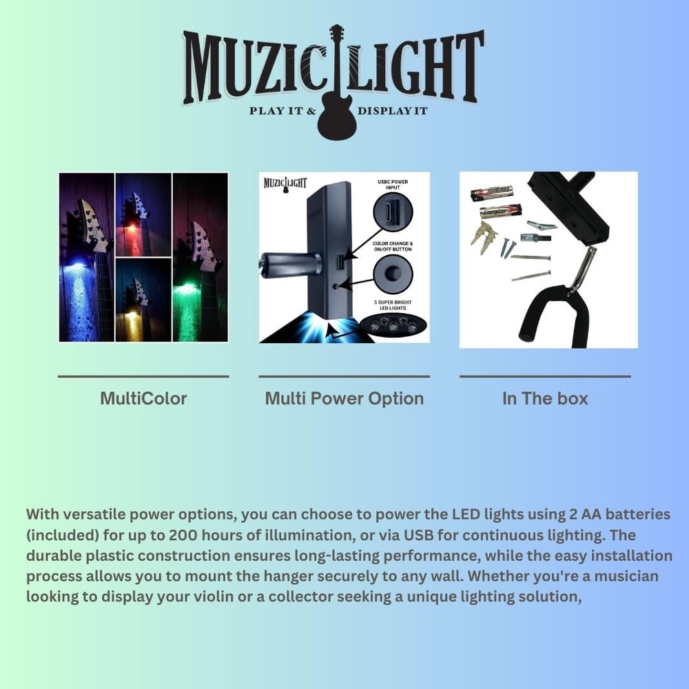 Transform Your Space: LED Guitar Wall Mount with Hidden Hardware & Color Options