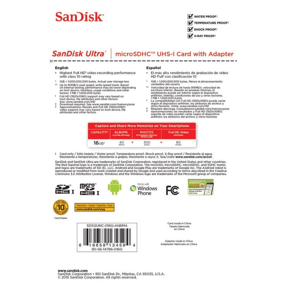 Sandisk Ultra 16 Gb Microsd High Capacity [microsdhc] - Class 10/uhs-i