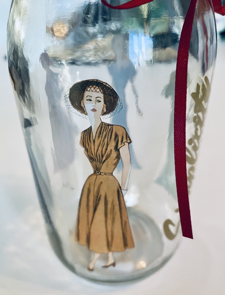 SIMPLICITY VINTAGE STORAGE JAR WITH PIN CUSHION TOP. BUTTON THREAD STORAGE