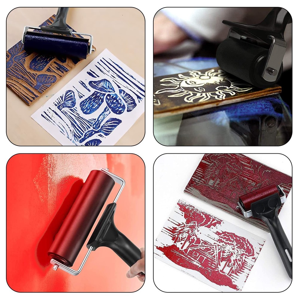 3 Pack Brayer Rollers for Crafting, Vinyl Rubber Roller Brayers, Printmaking ...