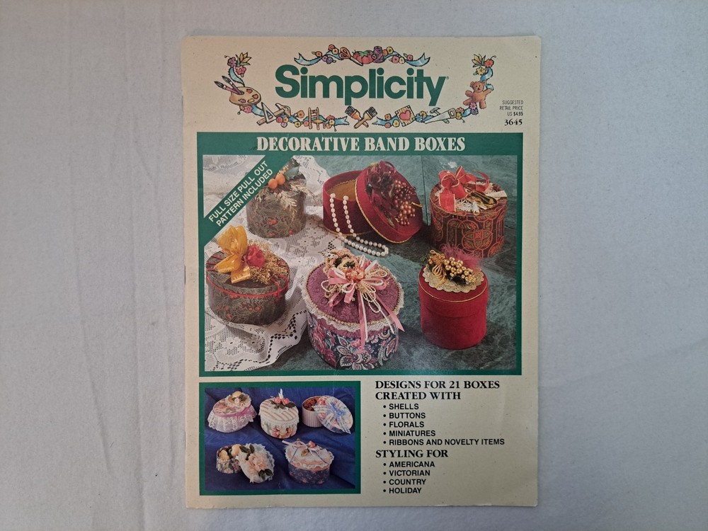 Simplicity Leaflet - Decorative Band Boxes (21 Designs) #3645 - Unused