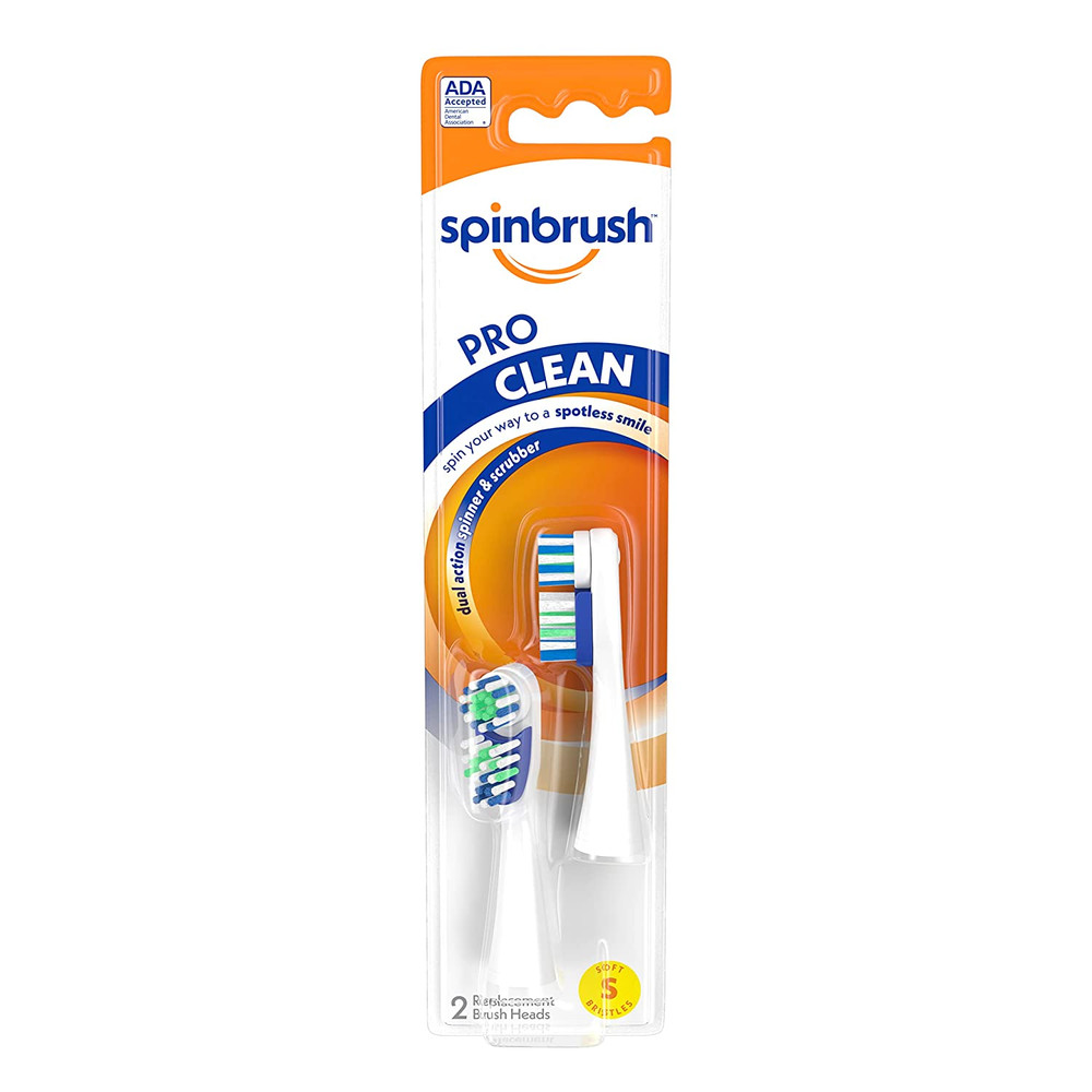 Pro Clean Replacement Heads, Soft Bristles, for Battery Toothbrush, 2-Pack