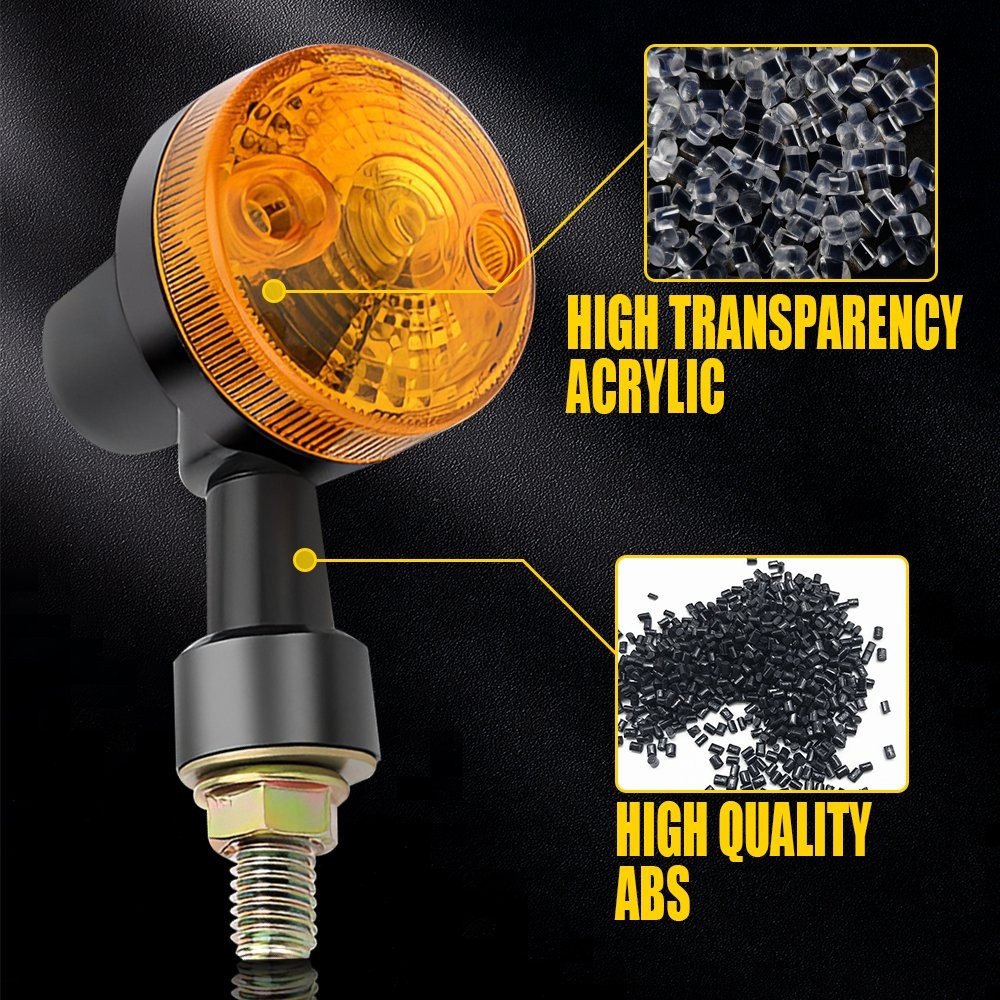 4X Universal Amber LED Turn Motorcycle Signals Round Light Tail Indicator Light