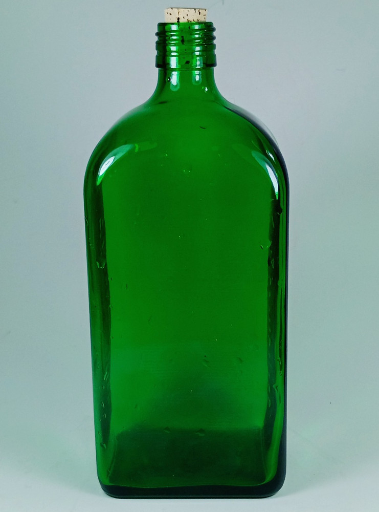 Empty 24oz. (750ml.) 8.5" Tall Germany's Jagermeister Green Bottle.