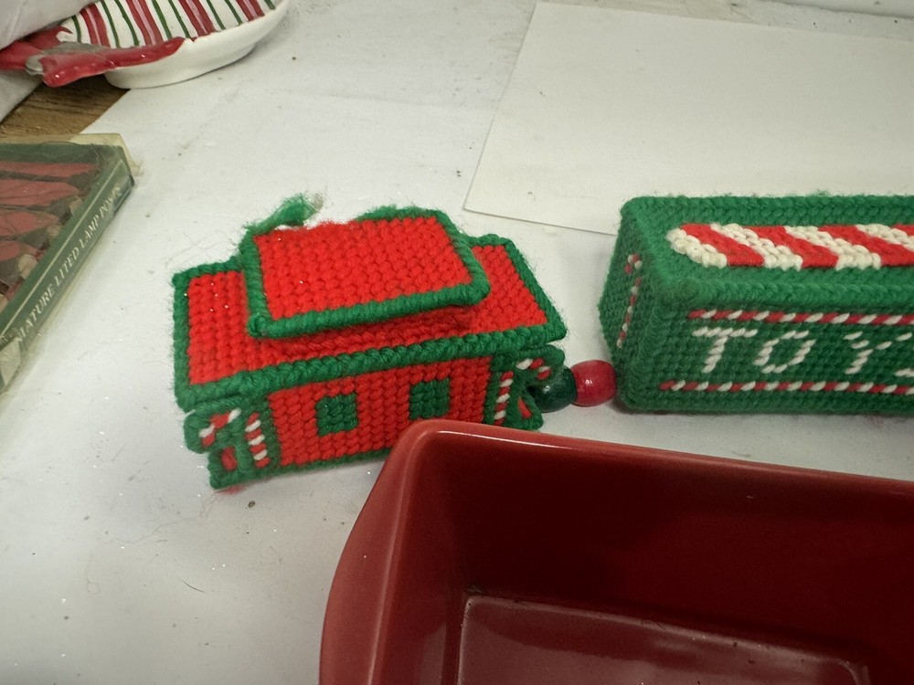 Christmas decor lot train Nantucket sled