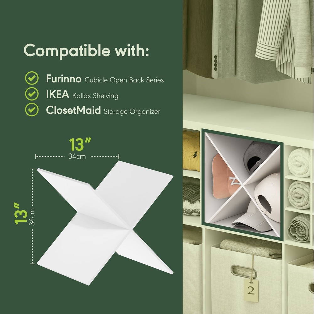 Furinno Cubicle X-Shelf Cube Organizer Insert in White