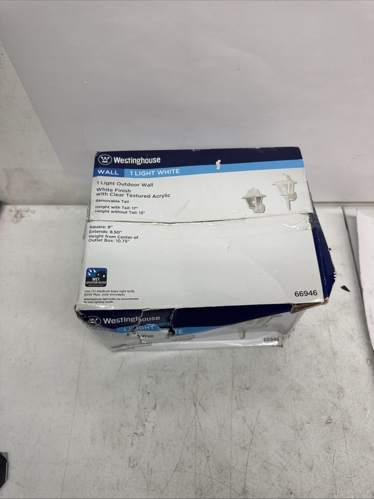 Westinghouse 66946 60-Watt White Wall Lantern - Quantity 1