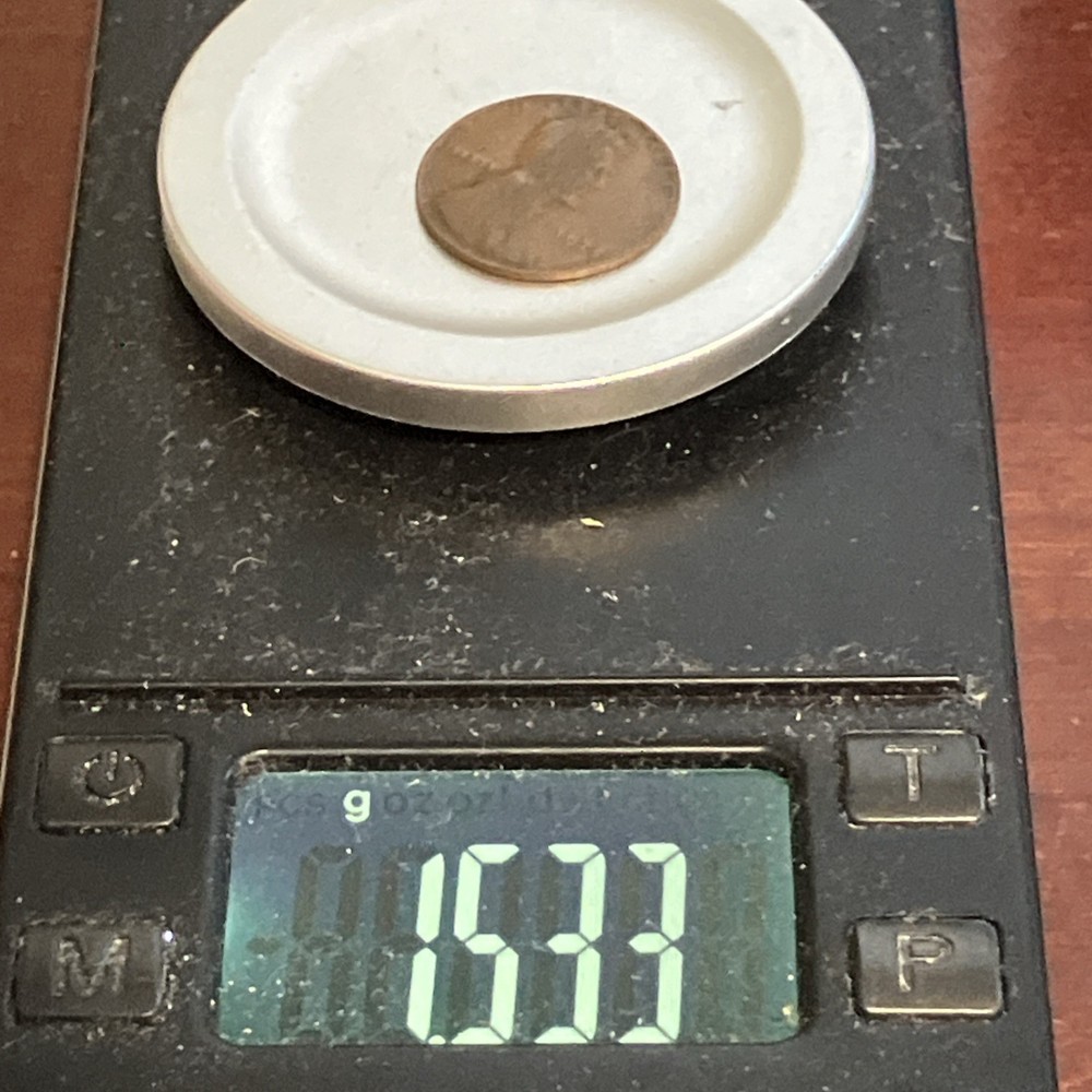 1925-P Lincoln Wheat Cent Error Coin: Very Thin Planchet Only 1.53g