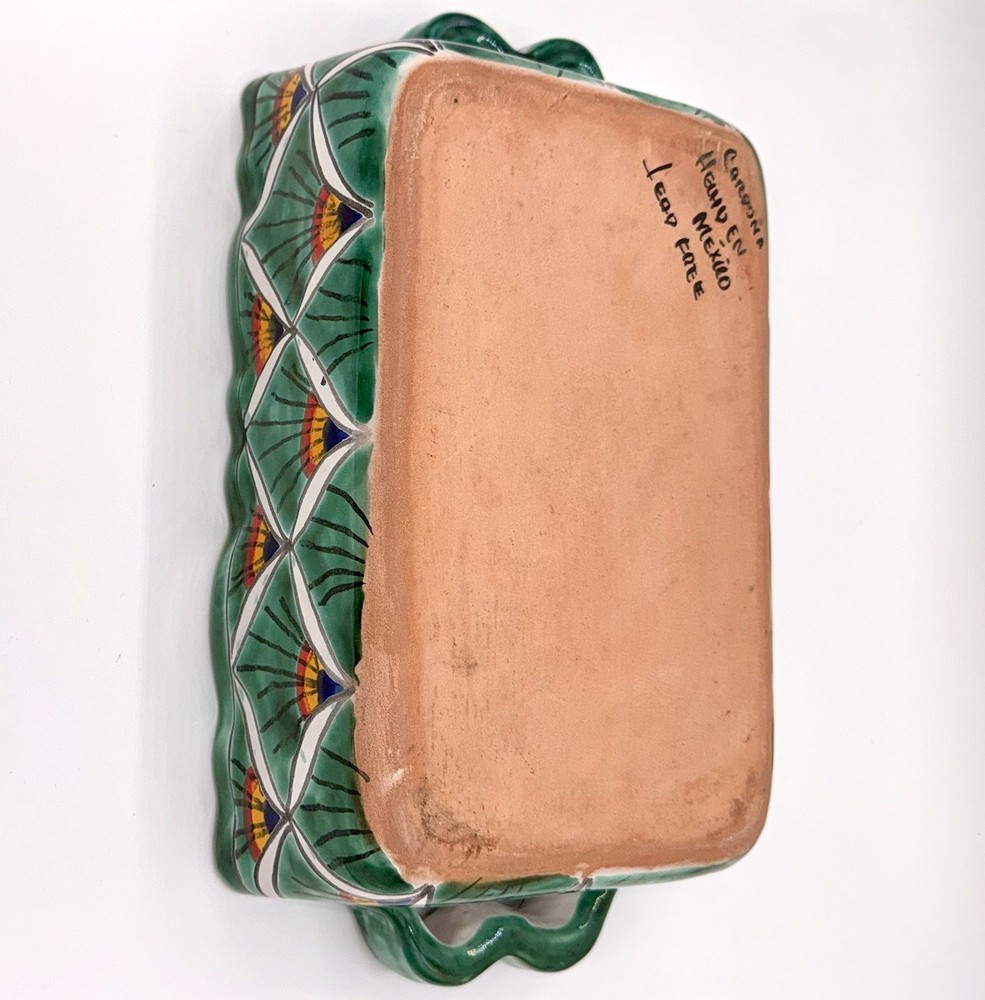 Authentic Signed Talavera Decorated Rectangular Baker Oven-Safe, No Lead, Mexico