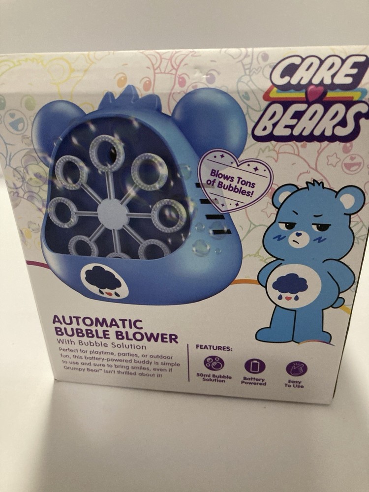 Care Bears (blue) Automatic Bubble Blower w/ Solution + 3 AA Batteries New