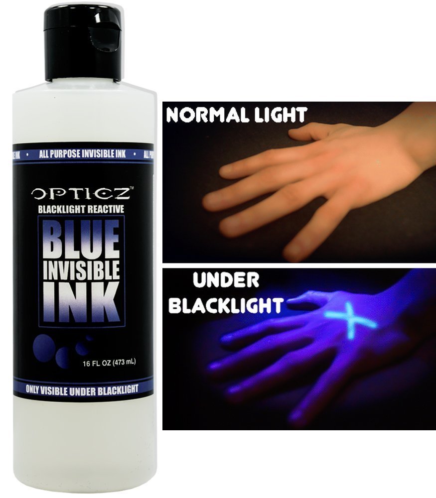 Opticz 16 Ounce All Purpose Invisible Blue UV Blacklight Reactive Security Ink