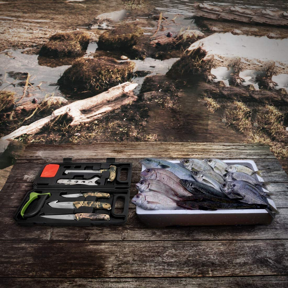 8 Piece Hunting Field Dressing Kit Portable Butcher Game Processor Set With Case