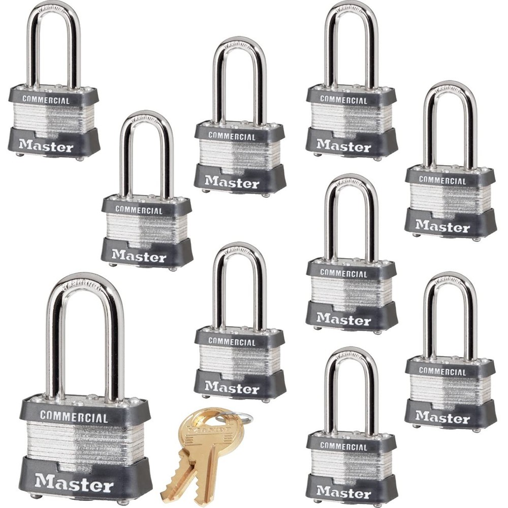 Master Lock Padlock- Ten (10) Keyed Alike Locks w/20 keys 3KALF-10